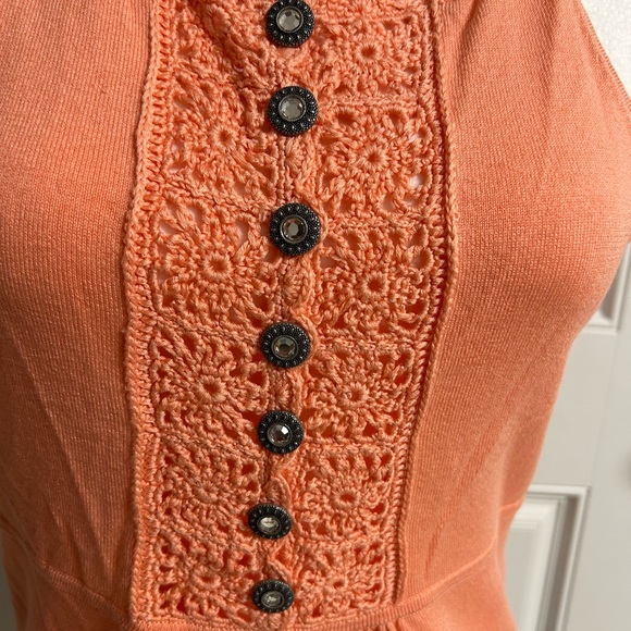 Cynthia Steffe Tangerine Cross Back Crochet Tank NWOT S/P - Picture 2 of 8